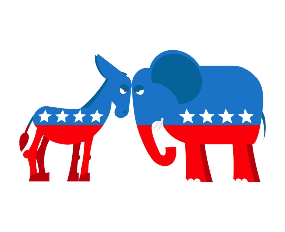 Donkey and elephant symbols of political parties in America. USA